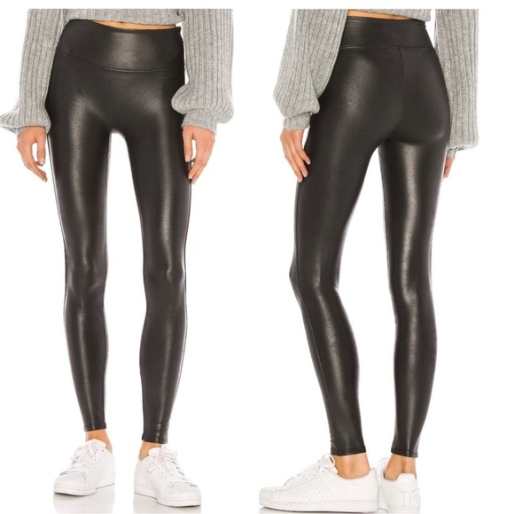 SPANX Faux Leather Stretch Power Waistband Tummy Control Legging Yoga Medium NEW - Picture 5 of 13